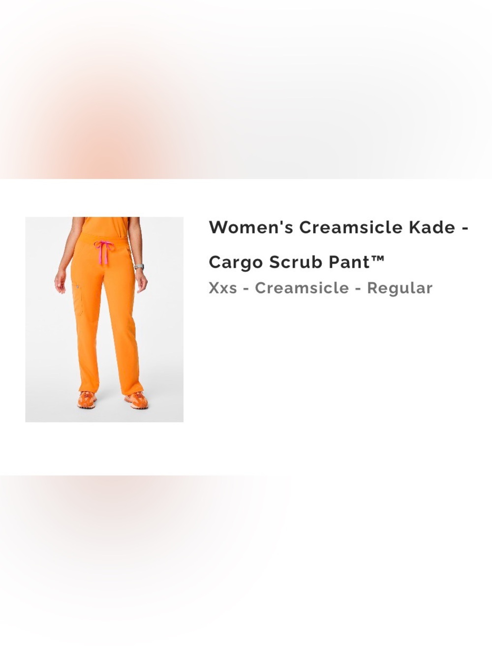Figs Kade Cargo Straight Leg Pant - Creamsicle